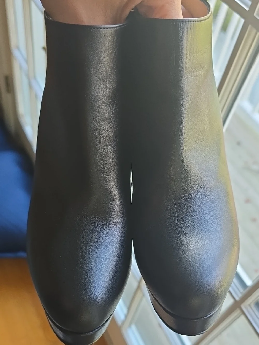 Black Leather High-Heel Platform Ankle Boots - Picture 6 of 6